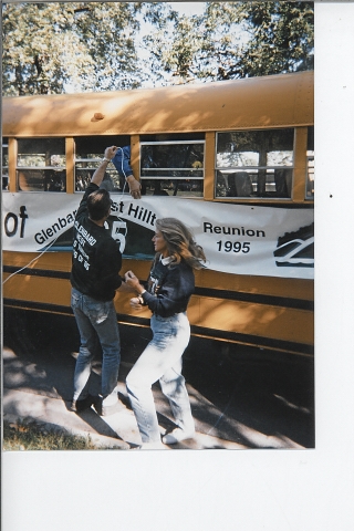 Final touches to the Class banner in the 1995 Homecoming parade