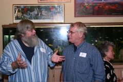 Joel Hannold, Gregg Behrens having a discussion about global warming
