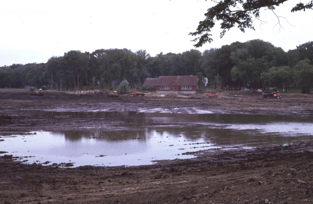 Photo of Lake Ellyn drained for repairs, circa 1970- from the Frank Chambers collection